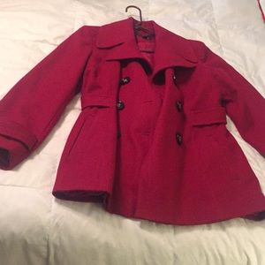 Red wool pea coat